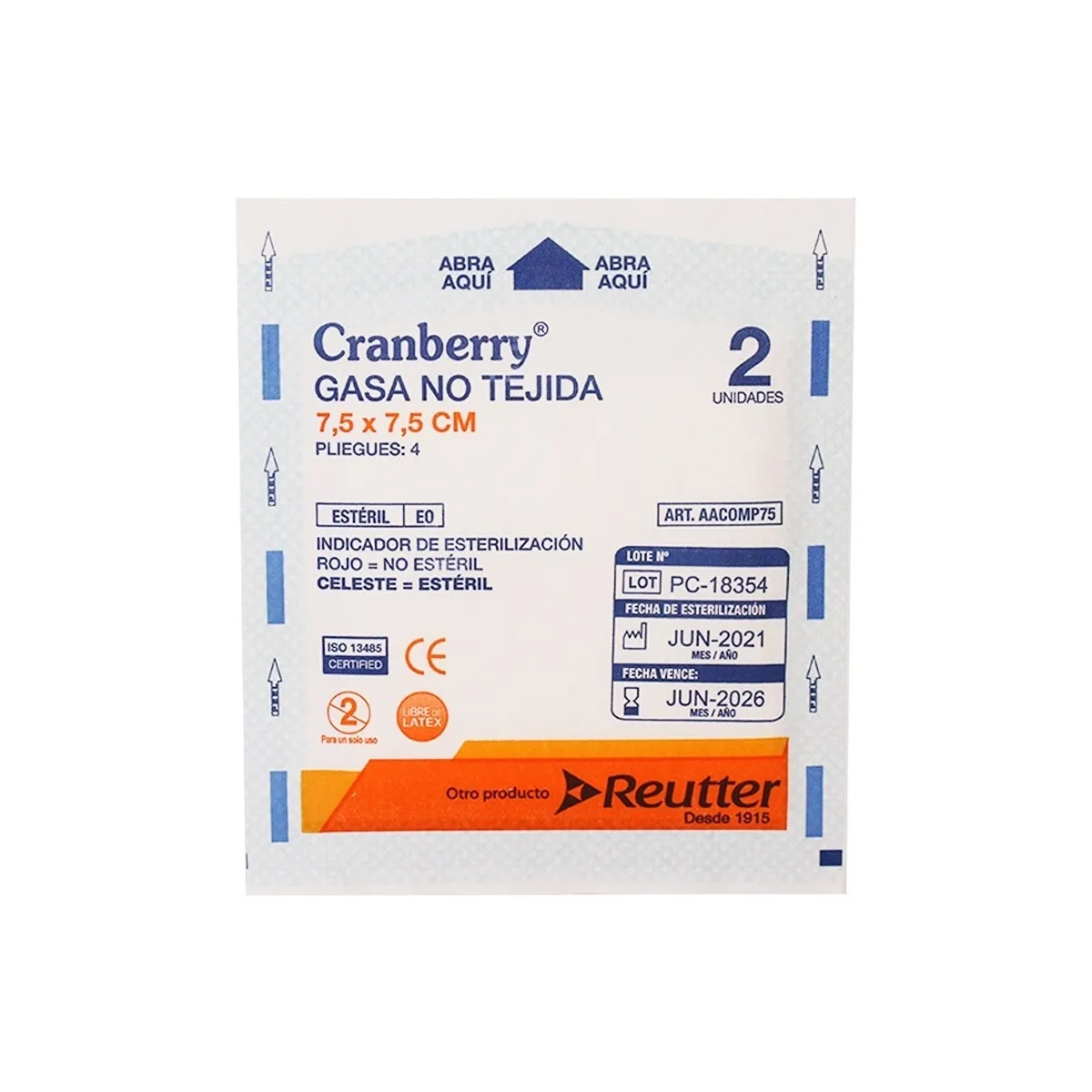 GASA ESTÉRIL NO TEJIDA TAMAÑO 7.5X7.5 CM 1 CAJA 50 SOBRES - 4