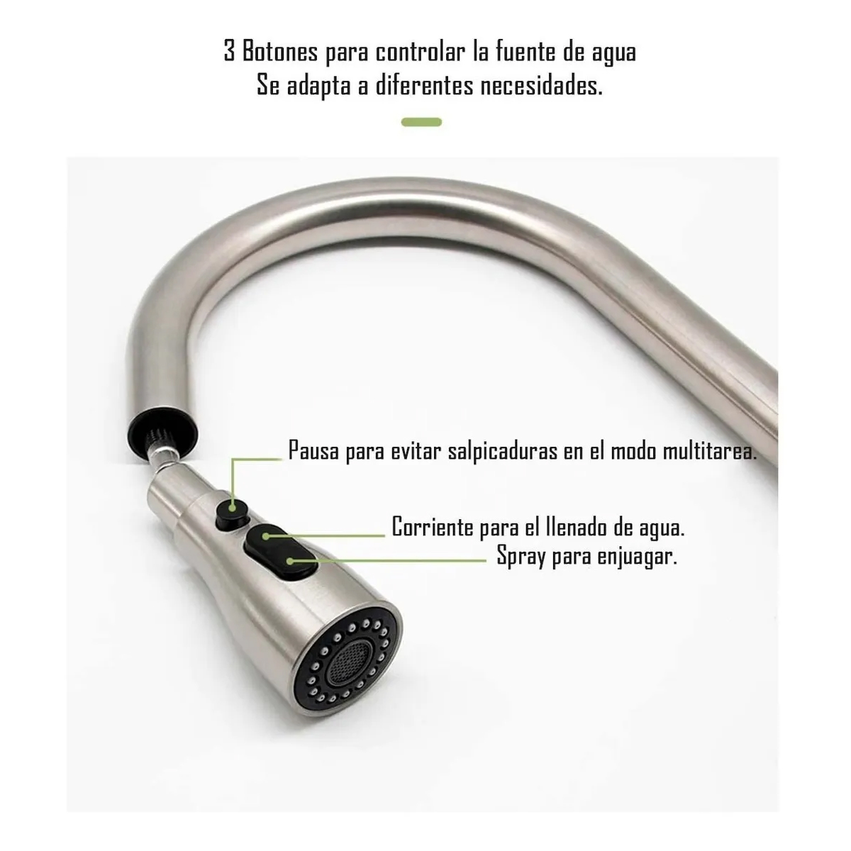 LLAVE GRIFERÍA LAVAPLATOS MONOMANDO CUELLO EXTRAÍBLE TAP04 - 2