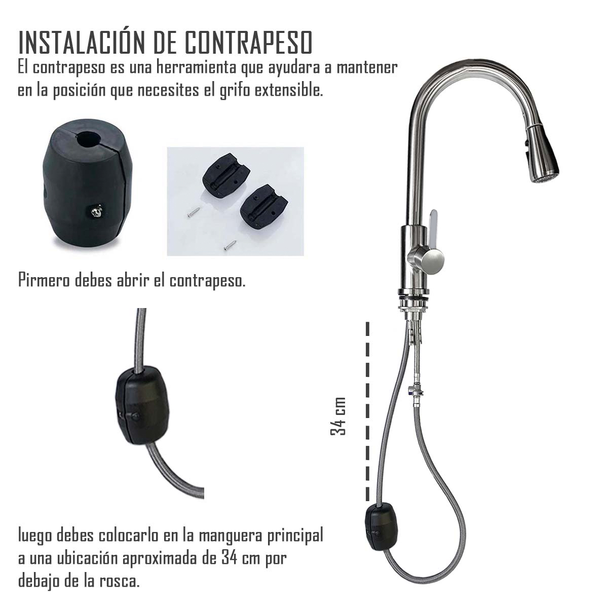 LLAVE GRIFERÍA LAVAPLATOS MONOMANDO CUELLO EXTRAÍBLE TAP04 - 3