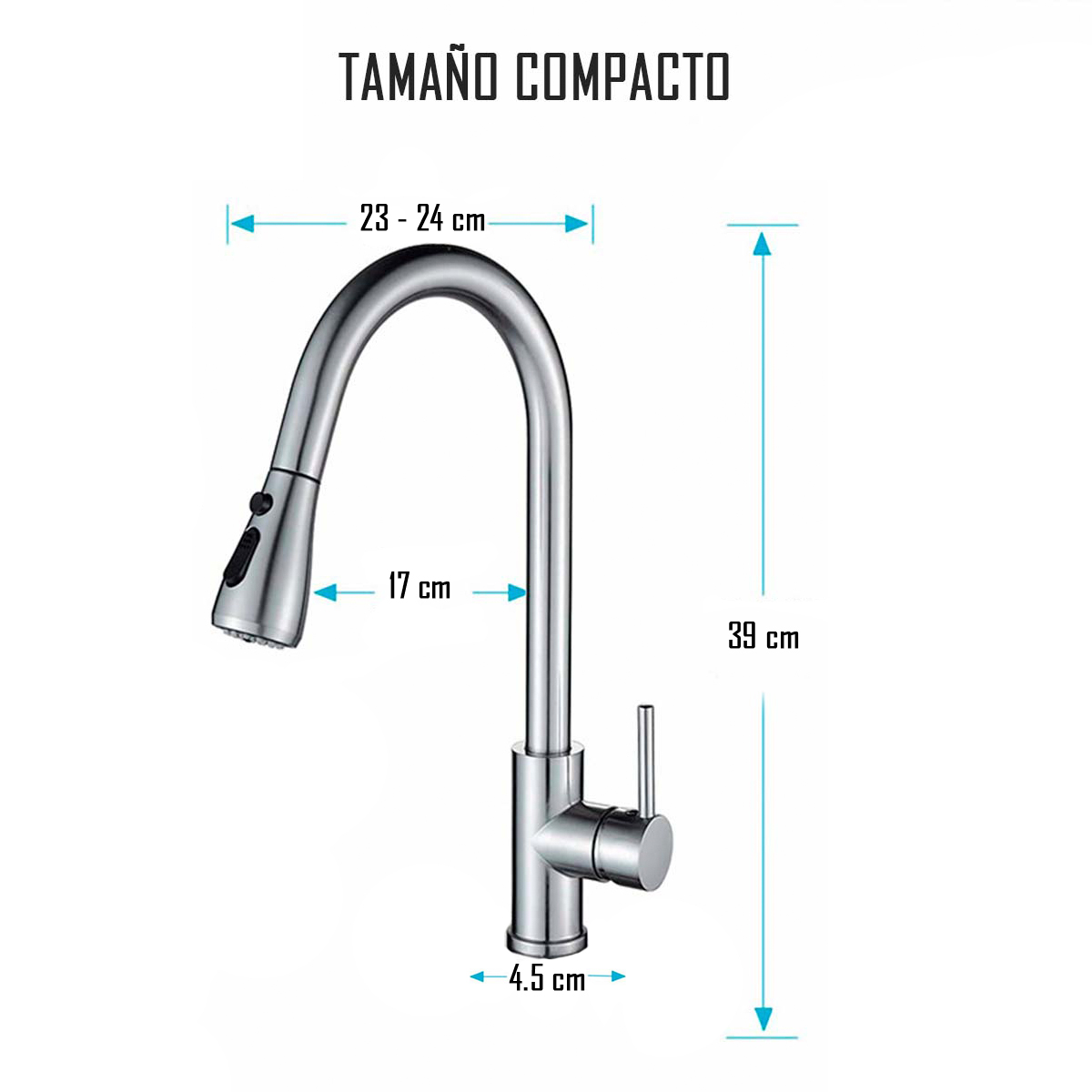 LLAVE GRIFERÍA LAVAPLATOS MONOMANDO CUELLO EXTRAÍBLE TAP04 - 5