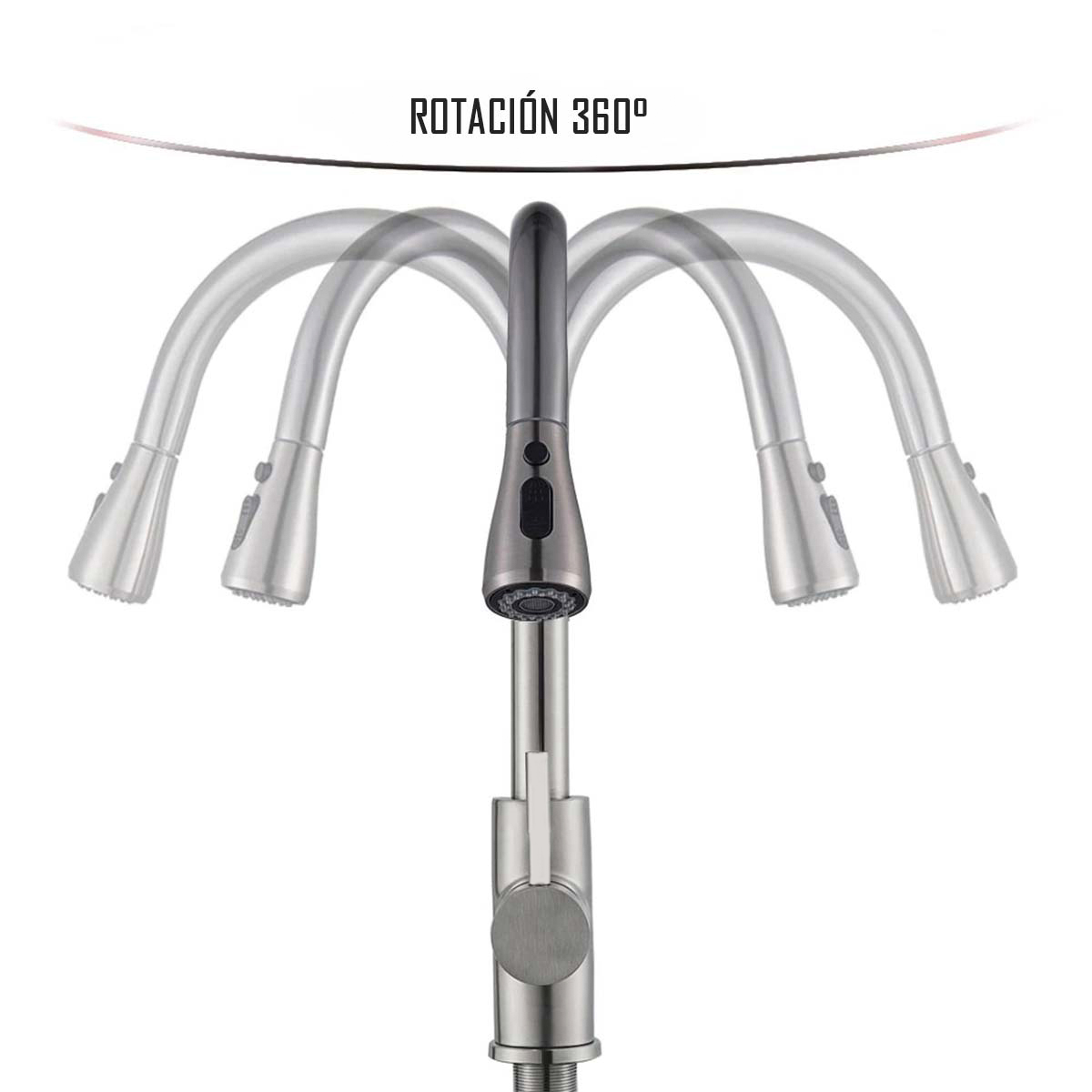 LLAVE GRIFERÍA LAVAPLATOS MONOMANDO CUELLO EXTRAÍBLE TAP04 - 8