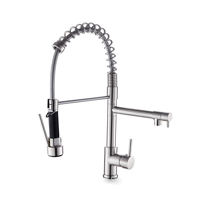 LLAVE GRIFERÍA LAVAPLATOS DOBLE CUELLO CISNE FLEXIBLE COCINA TAP01 PLATEADO - 1