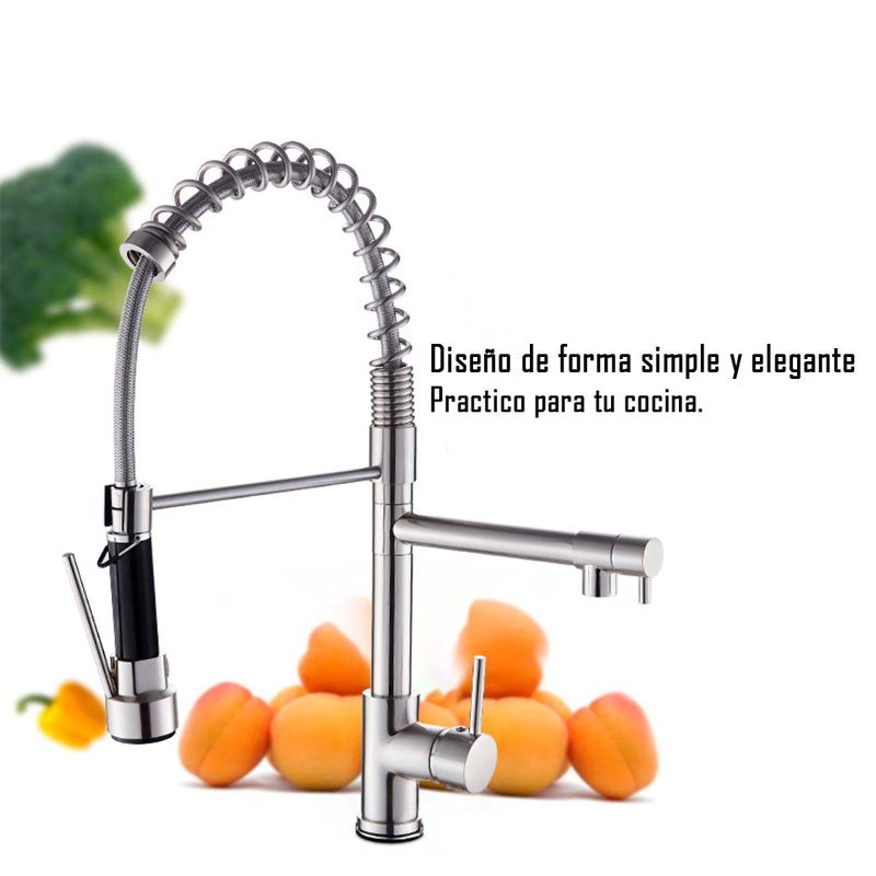 LLAVE GRIFERÍA LAVAPLATOS DOBLE CUELLO CISNE FLEXIBLE COCINA TAP01 PLATEADO - 4