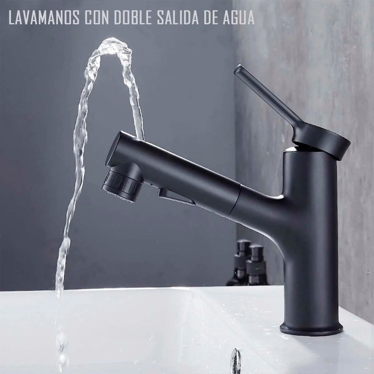 LLAVE GRIFERÍA LAVAMANOS Y LAVAPLATOS EXTENSIBLE NEGRO MATE - 2