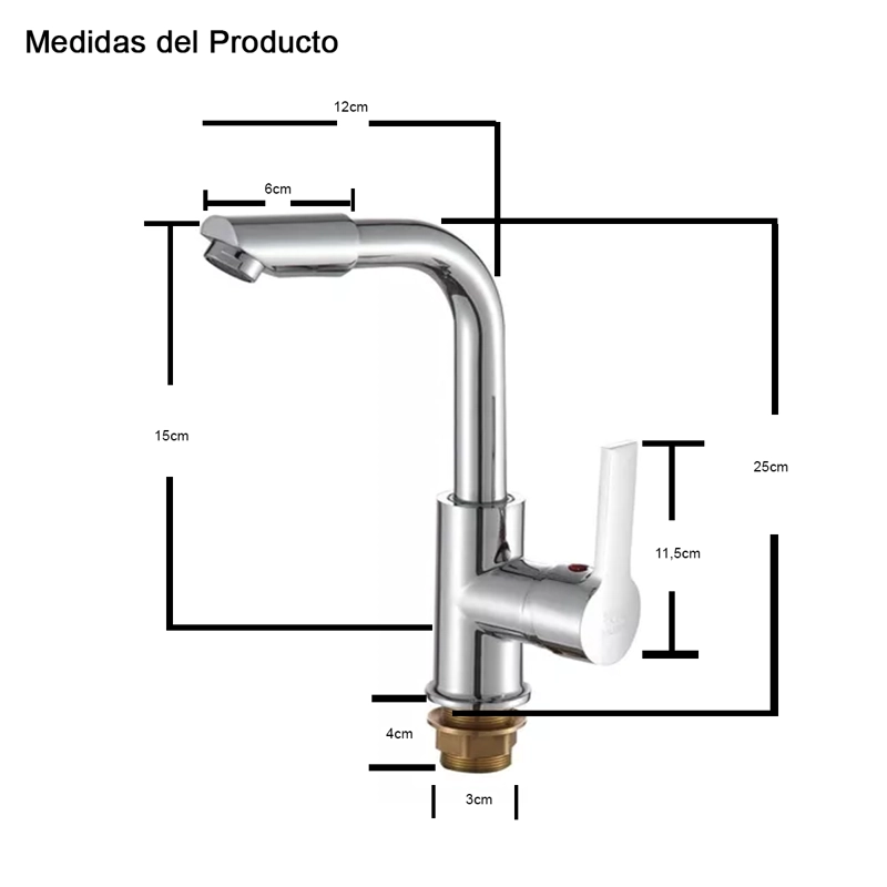 LLAVE GRIFERÍA LAVAPLATOS MONOMANDO ALARGADO PLATEADO COCINA TAP07 - 5