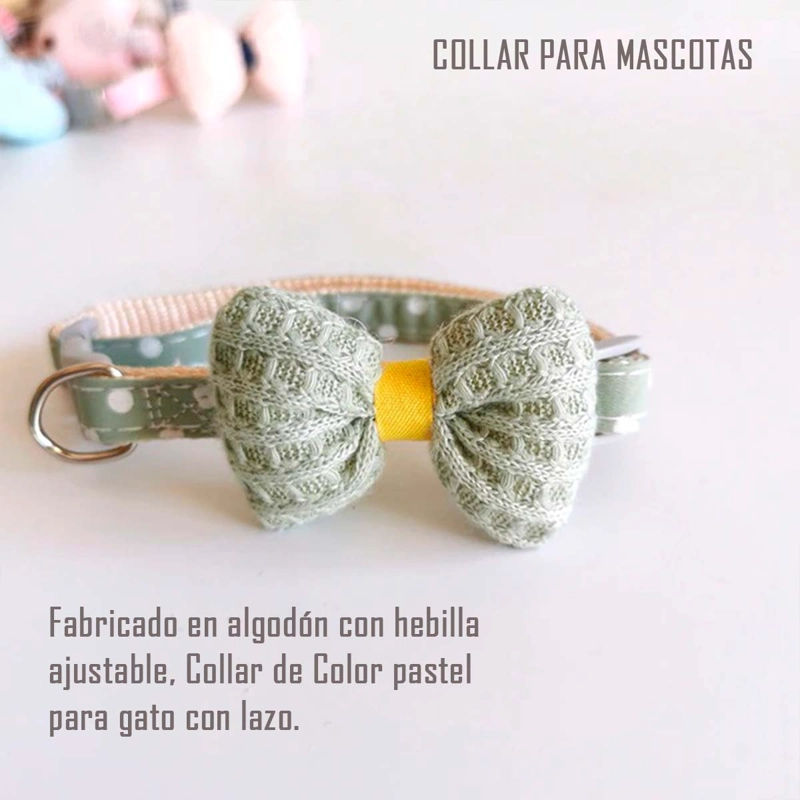 COLLAR DE ALGODON LAZO PARA MASCOTAS PEQUEÑAS GATO Y PERRO AMARILLO - 3