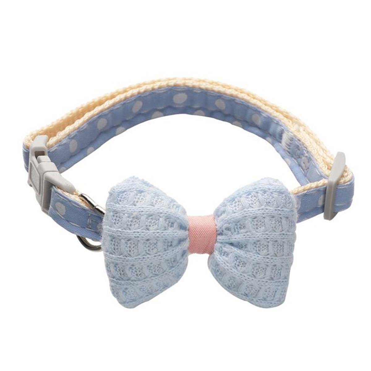 COLLAR DE ALGODON LAZO PARA MASCOTAS PEQUEÑAS GATO Y PERRO AZUL - 1