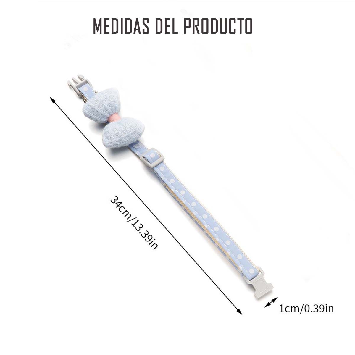 COLLAR DE ALGODON LAZO PARA MASCOTAS PEQUEÑAS GATO Y PERRO AZUL - 2