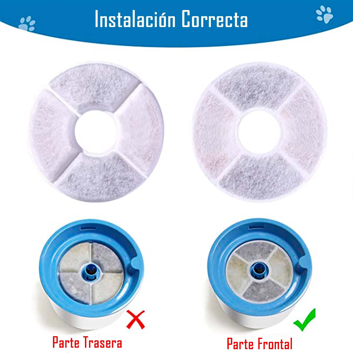 FILTROS PARA BEBEDERO FUENTE DE AGUA MASCOTAS PACK X 4 UNDS - 4