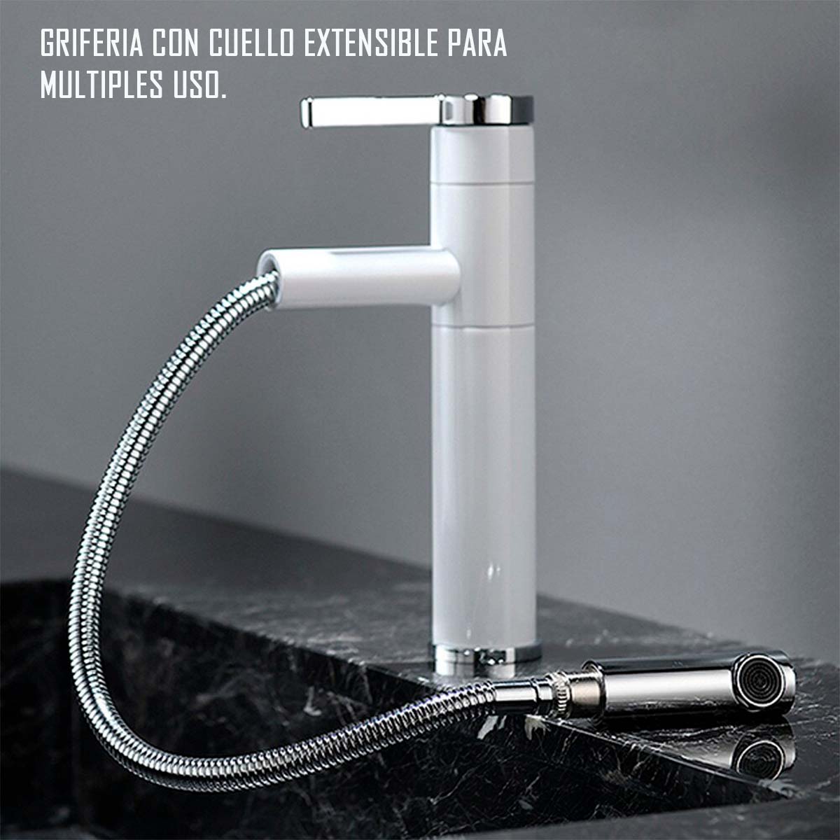 LLAVE GRIFERÍA LAVAMANOS CON CUELLO EXTENSIBLE BLANCO TAP23 - 6