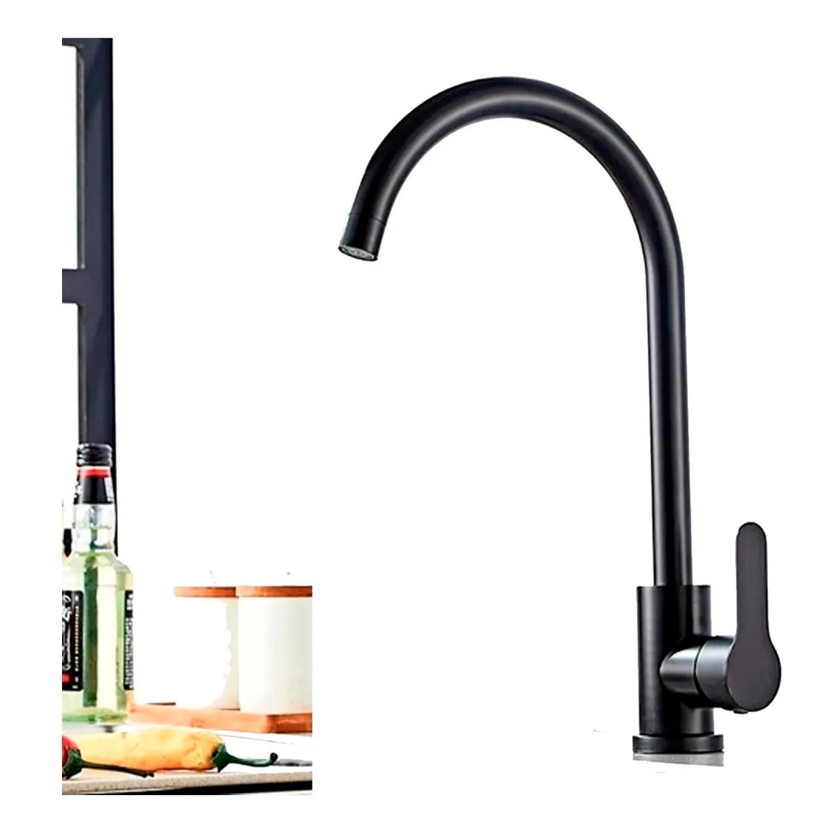LLAVE GRIFERÍA LAVAMANOS CON CUELLO EXTENSIBLE NEGRO TAP24 - 3