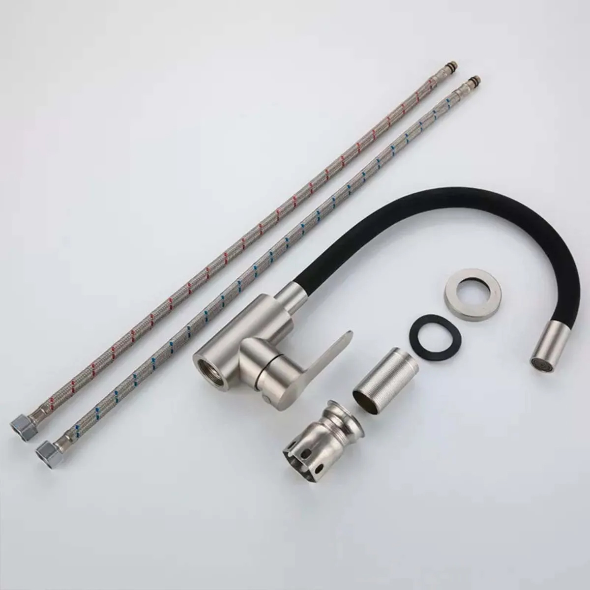 LLAVE GRIFERÍA LAVAPLATOS CUELLO CISNE FLEXIBLE TAP15 NEGRO - 5