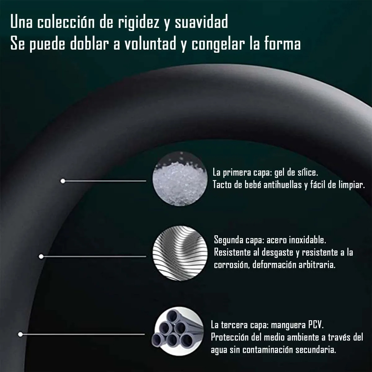 LLAVE GRIFERÍA LAVAPLATOS CUELLO CISNE FLEXIBLE TAP15 NEGRO - 6