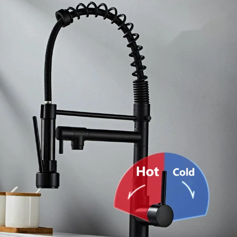 LLAVE GRIFERÍA LAVAPLATOS DOBLE CUELLO CISNE FLEXIBLE COCINA TAP01 NEGRO - 2