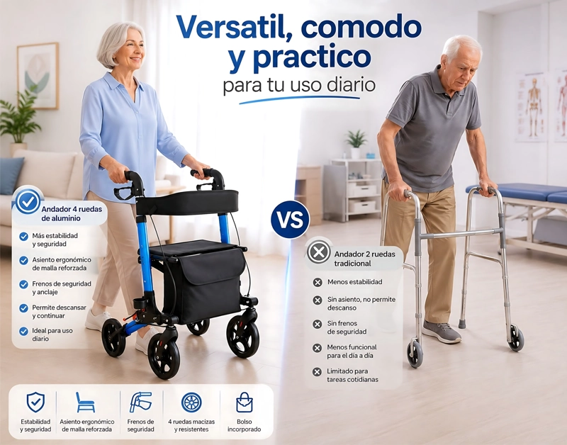 ANDADOR BURRITO 4 RUEDAS CON ASIENTO PORTÁTIL 1002B - 5