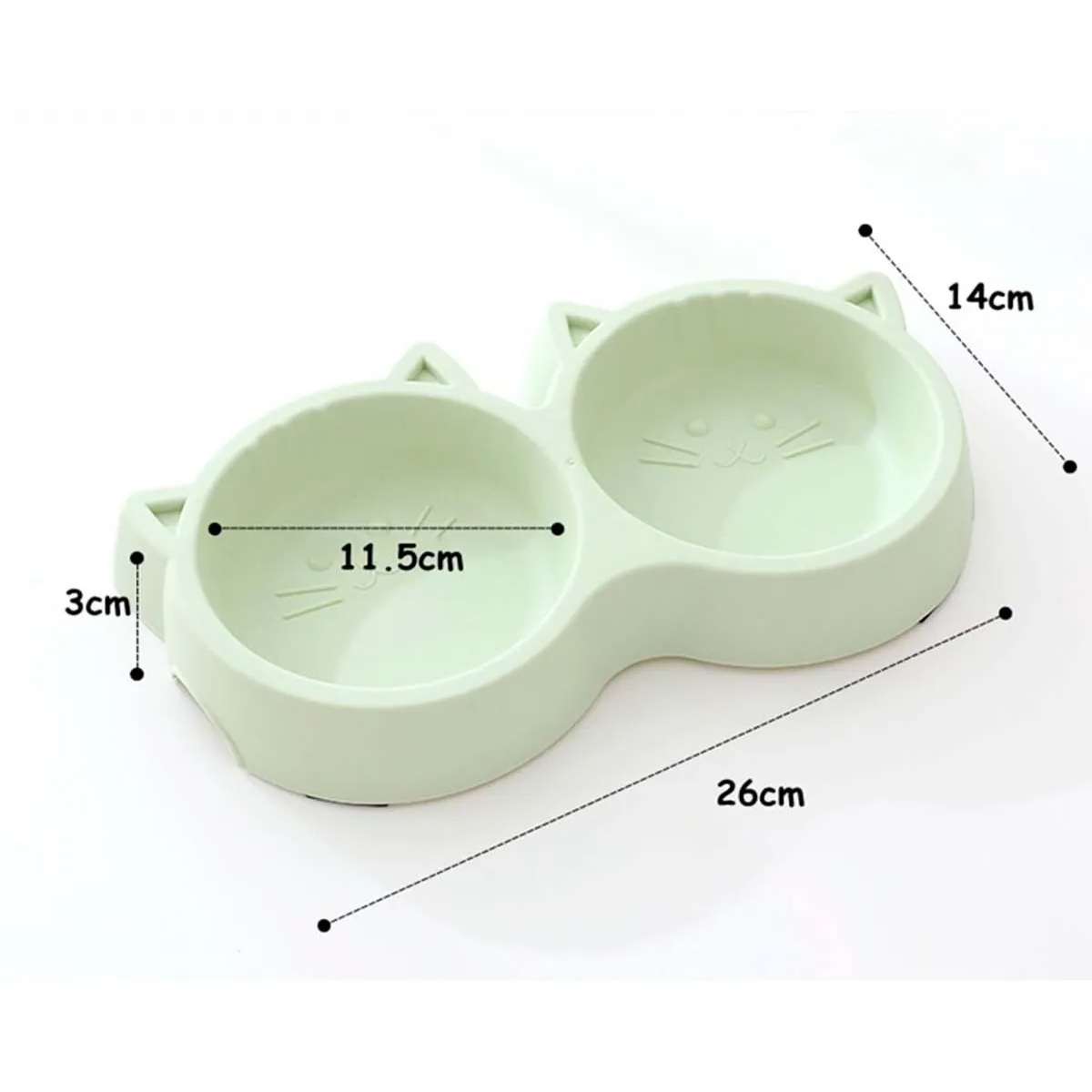 PLATO DE COMIDA DOBLE PARA MASCOTAS CON FORMA DE GATO ROSADO - 2