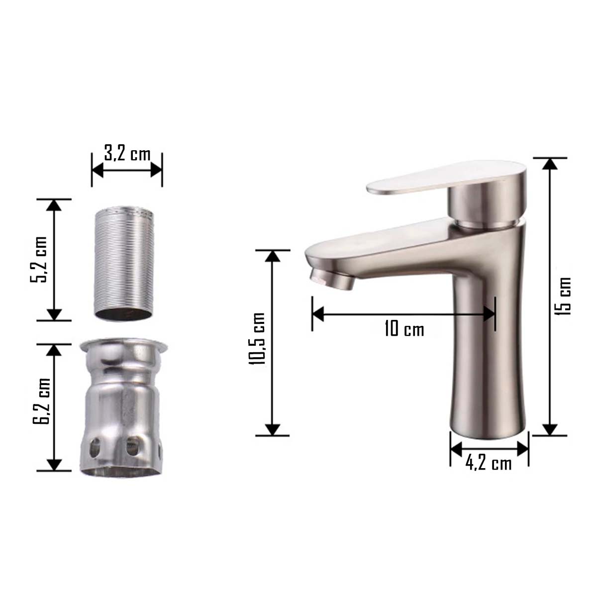 LLAVE GRIFERÍA LAVAMANOS SIMPLE BAÑO PLATEADO FRIO CALIENTE TAP 11 - 4