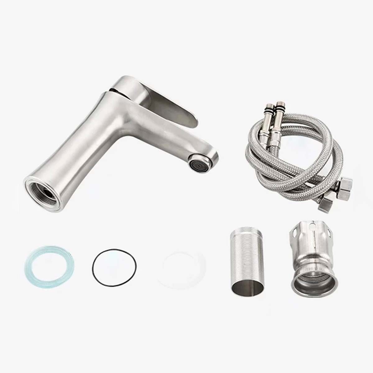 LLAVE GRIFERÍA LAVAMANOS SIMPLE BAÑO PLATEADO FRIO CALIENTE TAP 11 - 6