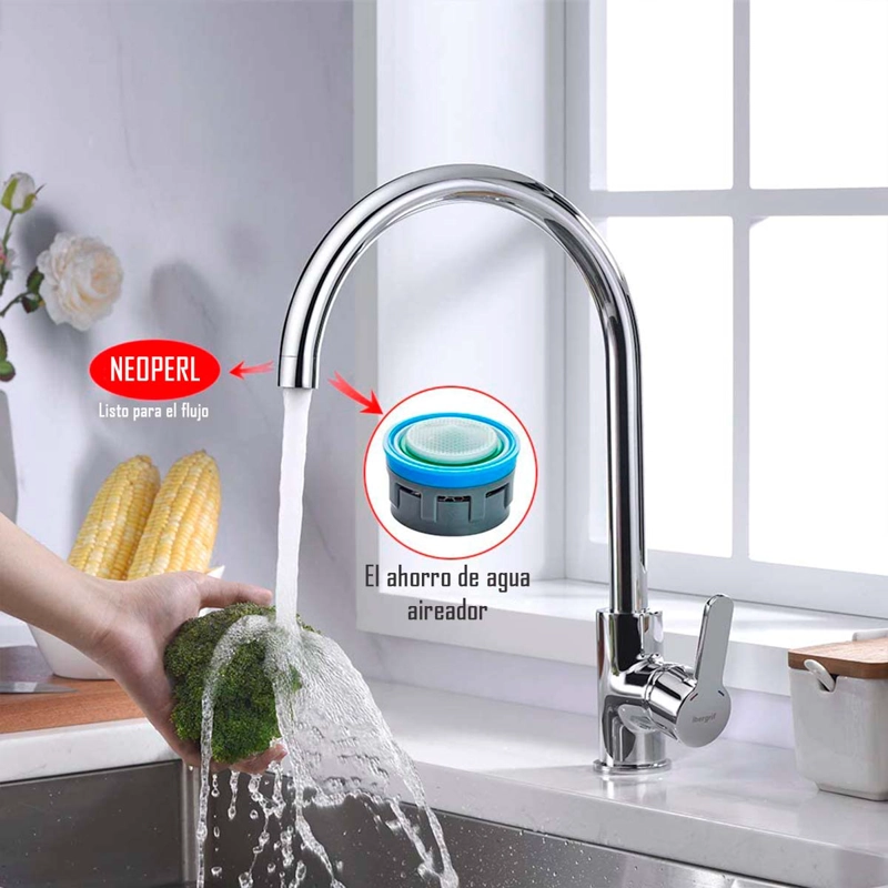 LLAVE GRIFERÍA LAVAPLATOS CUELLO CISNE PLATEADO MONOMANDO TAP 25 - 3