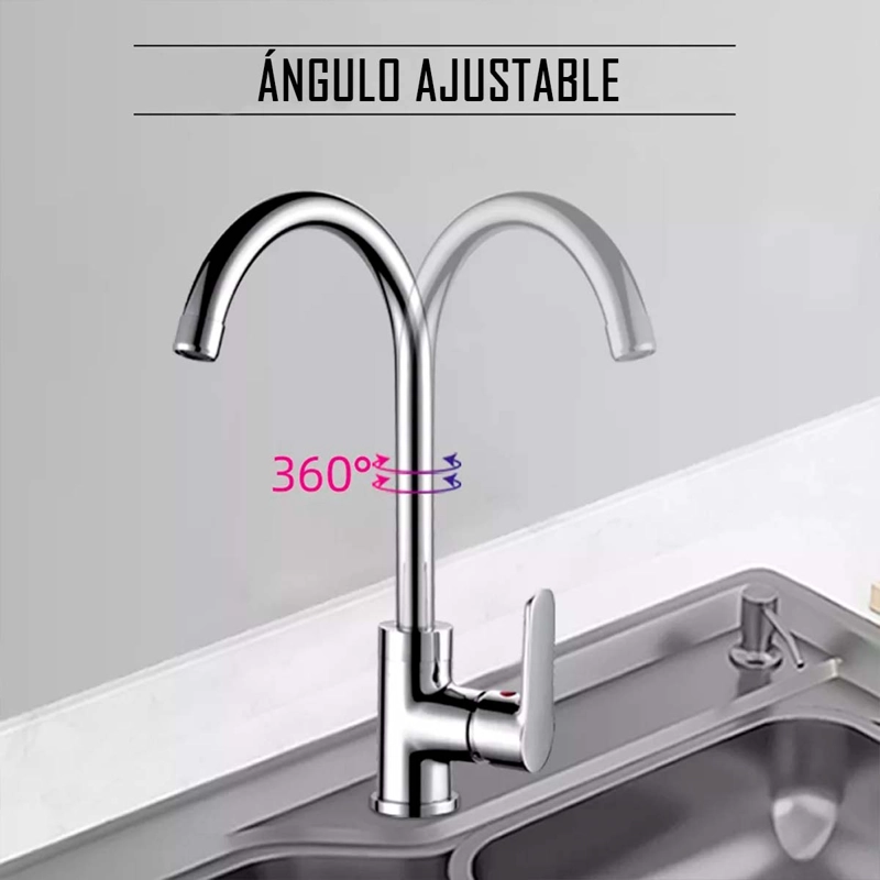 LLAVE GRIFERÍA LAVAPLATOS CUELLO CISNE PLATEADO MONOMANDO TAP 25 - 4