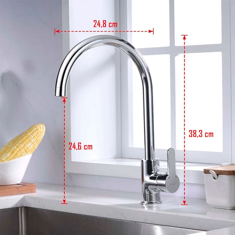 LLAVE GRIFERÍA LAVAPLATOS CUELLO CISNE PLATEADO MONOMANDO TAP 25 - 5