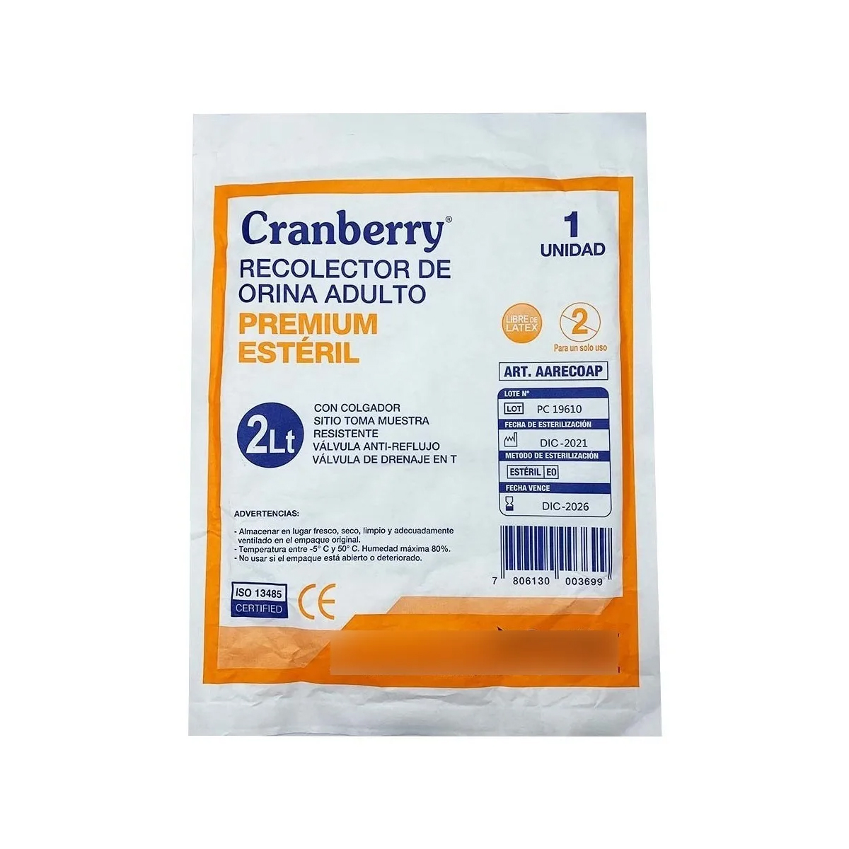 RECOLECTOR ORINA ADULTO PREMIUM ESTERIL 2LT CRANBERRY - 3