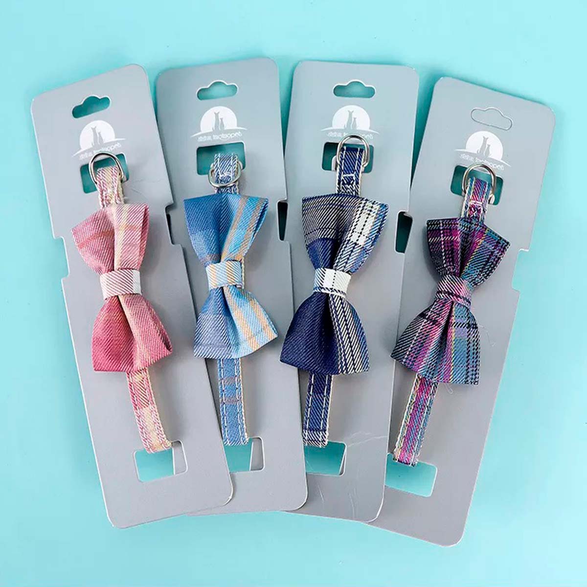 COLLAR PARA MASCOTAS ESTILO CUADRO CON LAZO GATOS Y PERROS VIOLETA - 2
