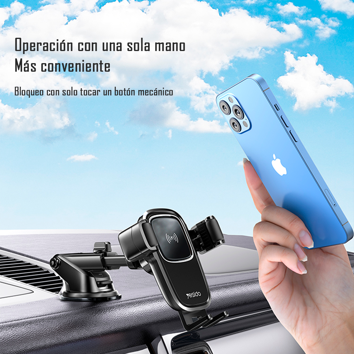 SOPORTE HOLDER PARA AUTOS CON VENTOSA CARGA INALÁMBRICA C187 - 6
