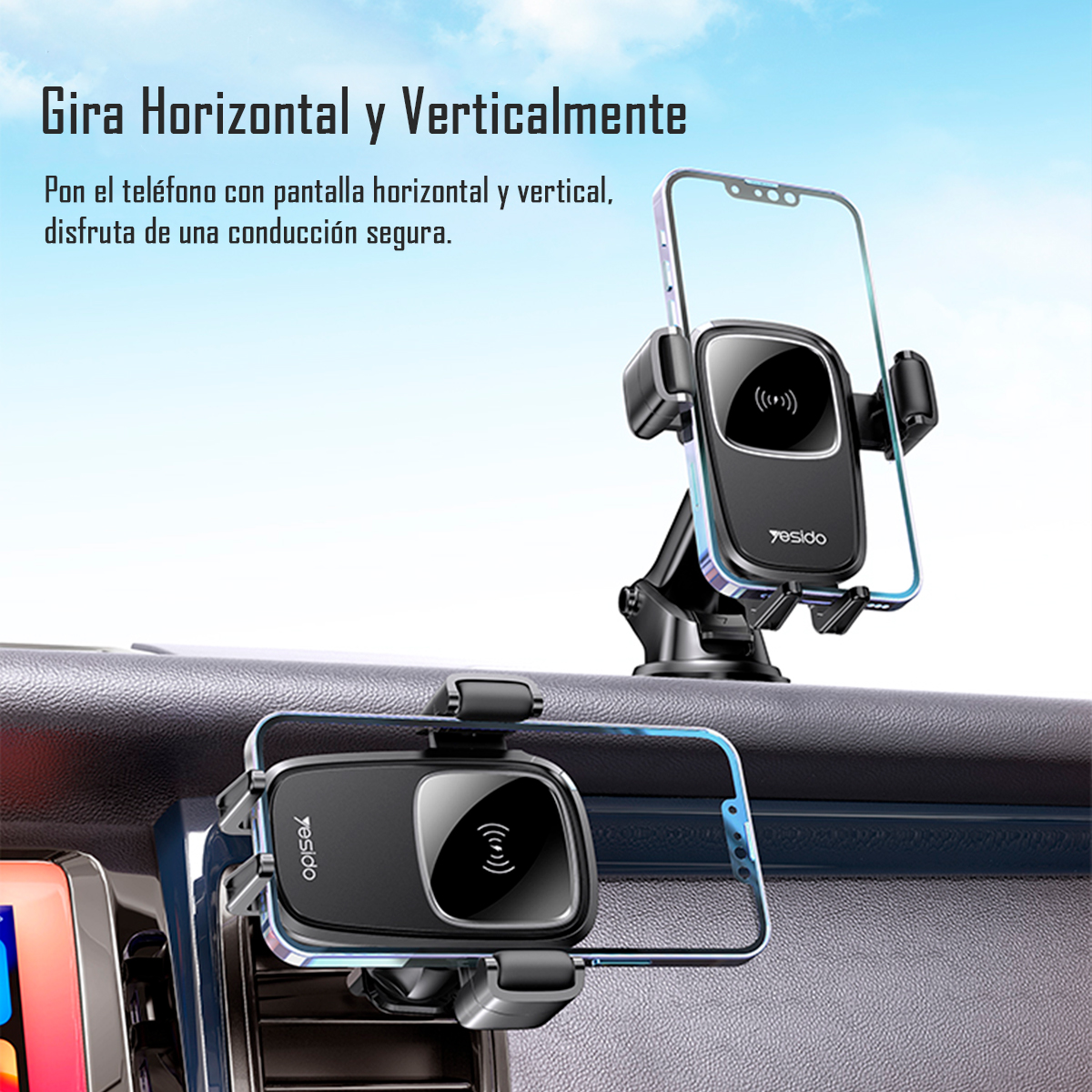 SOPORTE HOLDER PARA AUTOS CON VENTOSA CARGA INALÁMBRICA C187 - 7