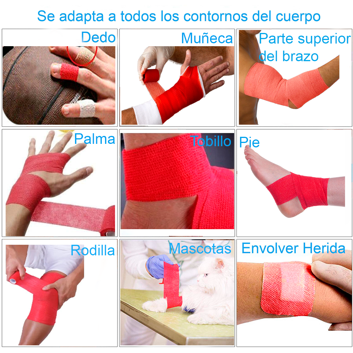 VENDA AUTOADHERENTE COMPATIBLE CON COBAN 10CM X 4.5MT- 1 UND ROJO - 2