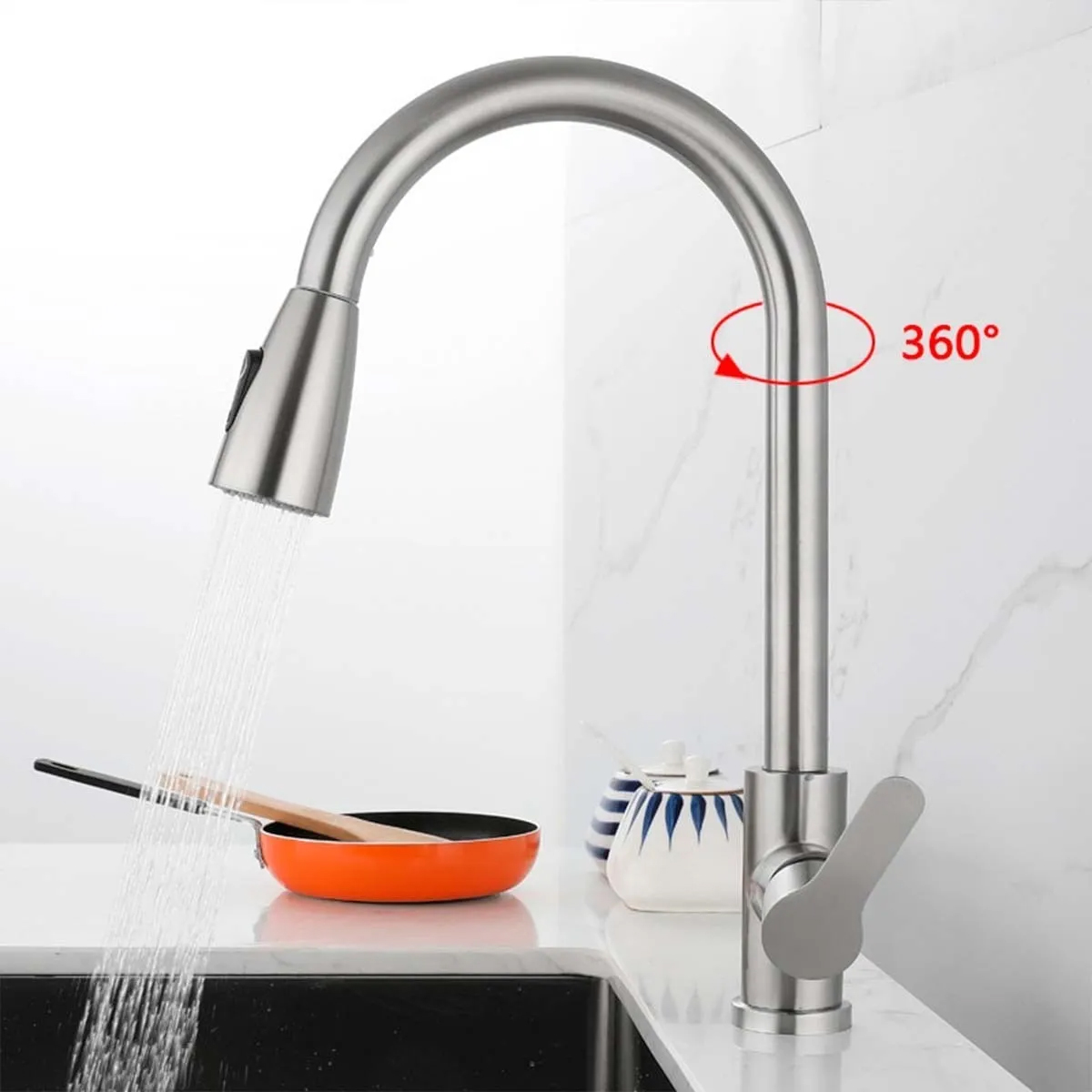 LLAVE WEEKEND GRIFERÍA LAVAPLATOS CUELLO EXTRAÍBLE PLATEADO TAP14 - 3
