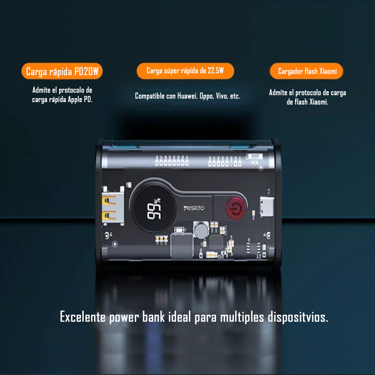 BATERIA EXTERNA POWER BANK CARGADOR DE 10000 MAH - YP35 - 6