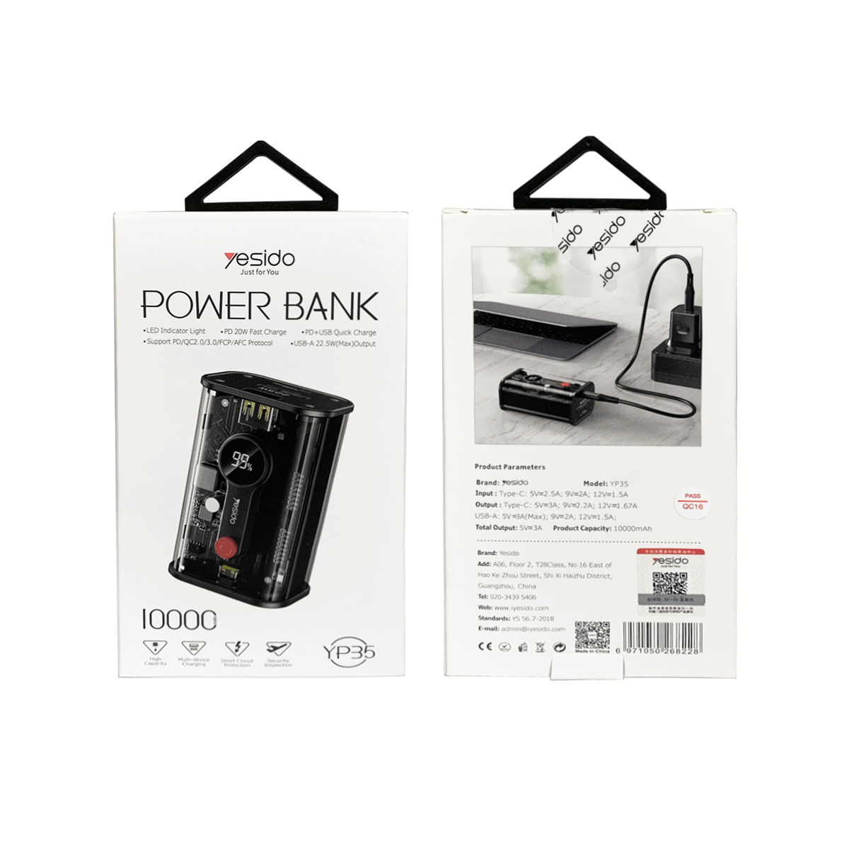 BATERIA EXTERNA POWER BANK CARGADOR DE 10000 MAH - YP35 - 8