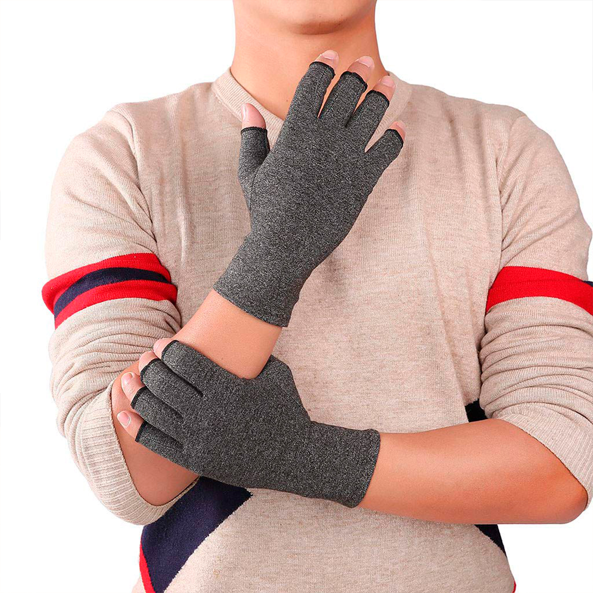 GUANTES DE COMPRESIÓN PARA ARTRITIS, ARTROSIS Y TENDITIS GRIS L - 2