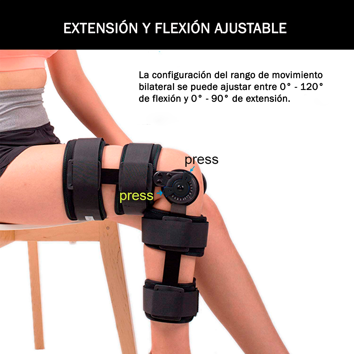 RODILLERA ORTOPEDICA ARTICULADA CON BISAGRA SOPORTE ROTULA - 2