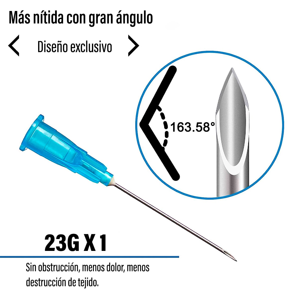 AGUJA HIPODERMICA 23G X 1 - CAJA 100 UNDS CRANBERRY - 3