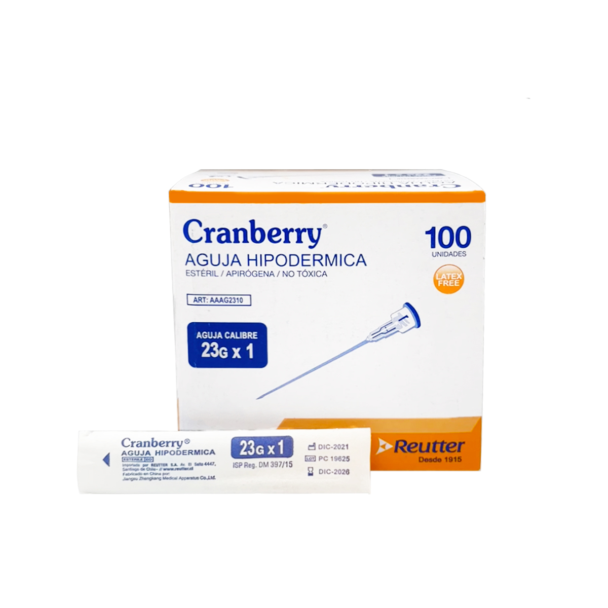 AGUJA HIPODERMICA 23G X 1 - CAJA 100 UNDS CRANBERRY - 5