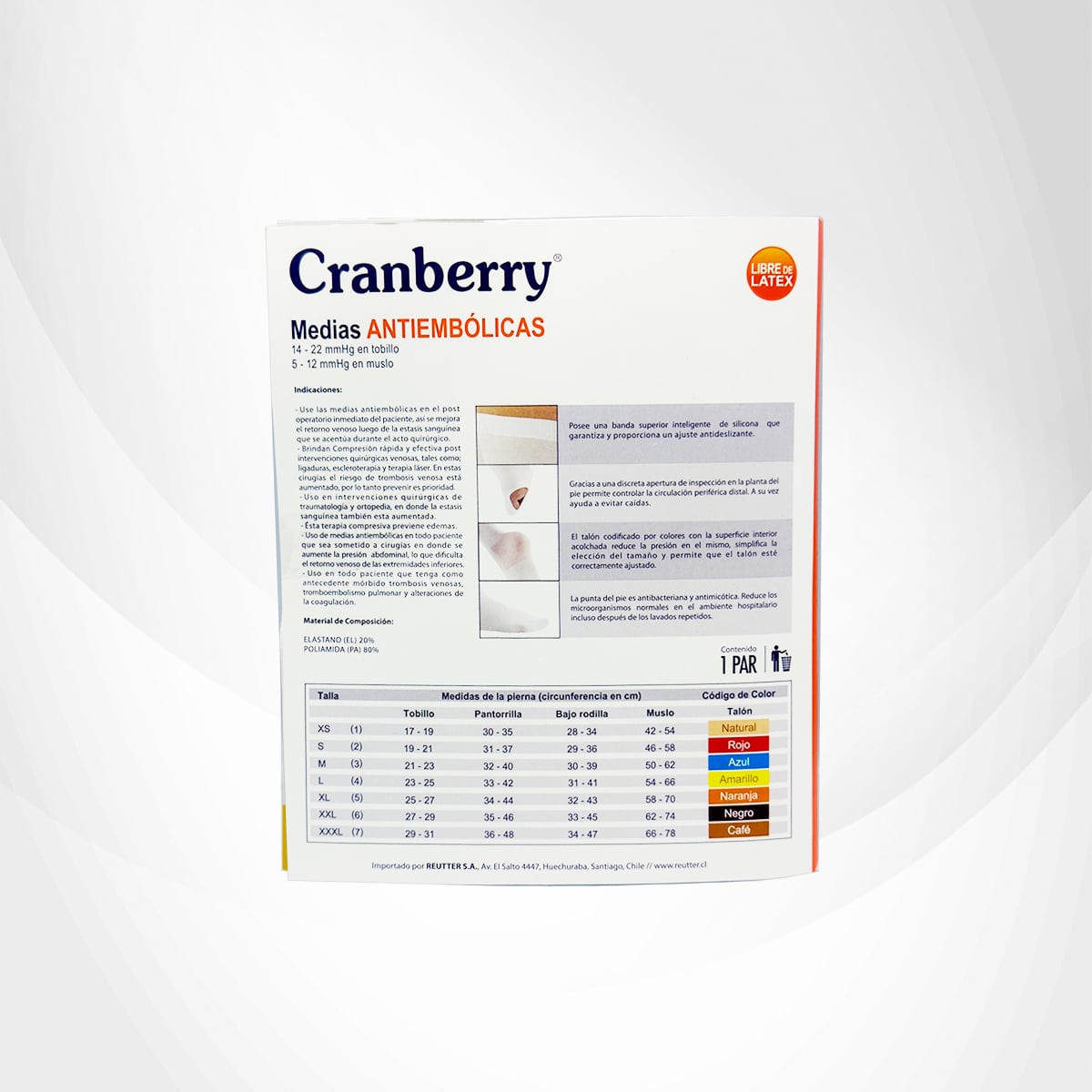 MEDIAS ANTIEMBOLICAS COMPRESION CRANBERRY TALLA S - 7