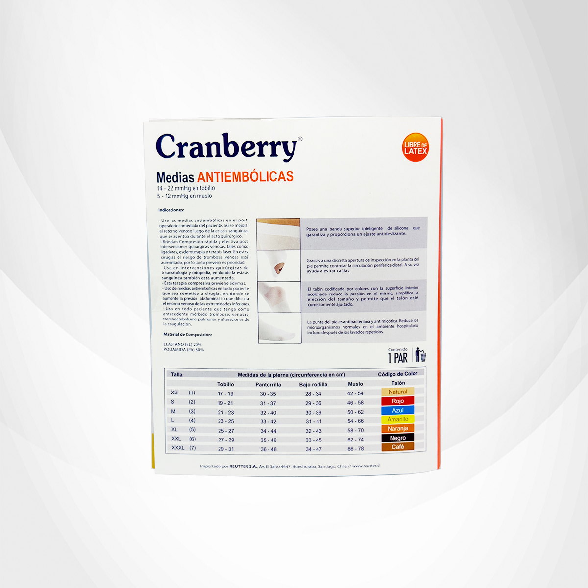 MEDIAS ANTIEMBOLICAS CRANBERRY COMPRESION TALLA XL - 6