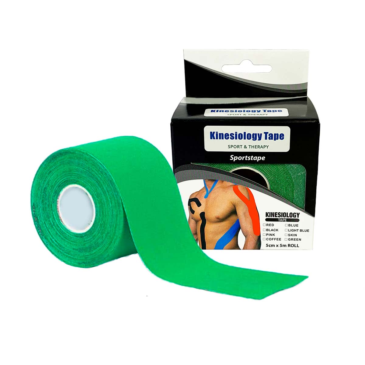 VENDA KINESIOLÓGICA DE 5 CM X 5 MTS CINTA TAPE NEUROMUSCULAR VERDE - 2