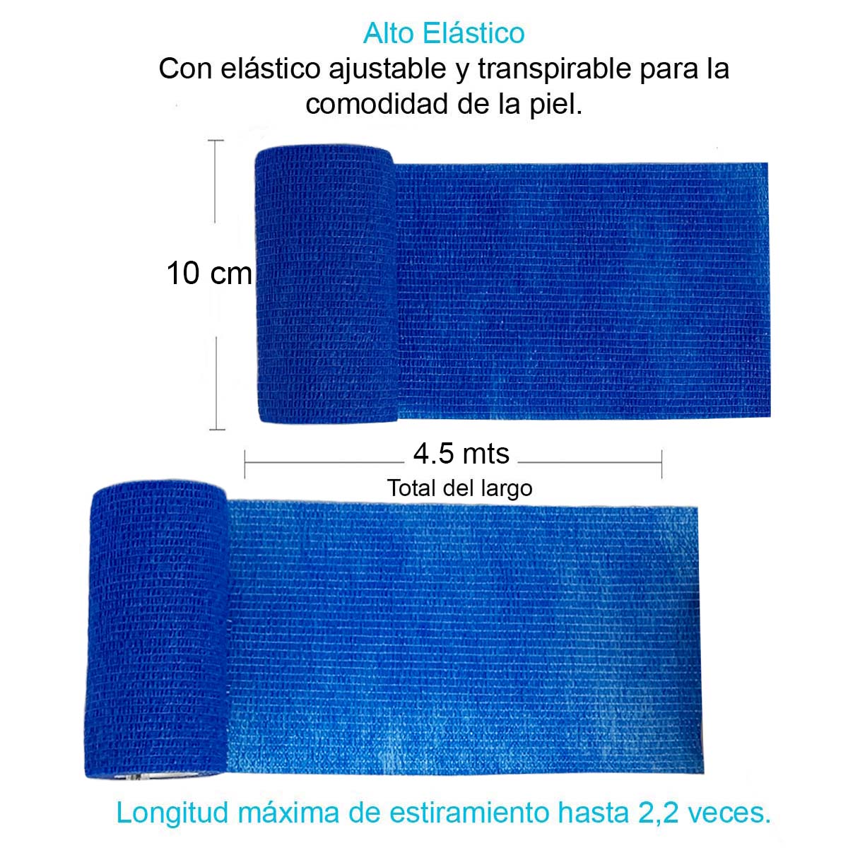 VENDA AUTOADHERENTE COMPATIBLE CON COBAN 10CM X 4.5MT- 1 UND AZUL - 2