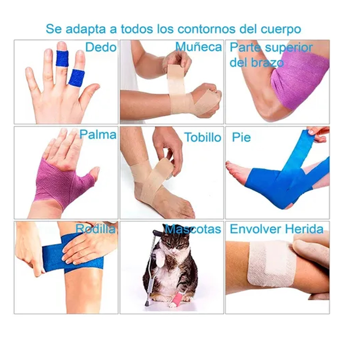 VENDA AUTOADHERENTE COMPATIBLE CON COBAN 10CM X 4.5MT- 1 UND AZUL - 3