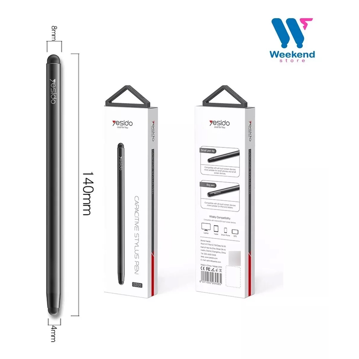 LÁPIZ TÁCTIL ÓPTICO CAPACITIVO DOBLE PUNTA YESIDO ST01 - 3