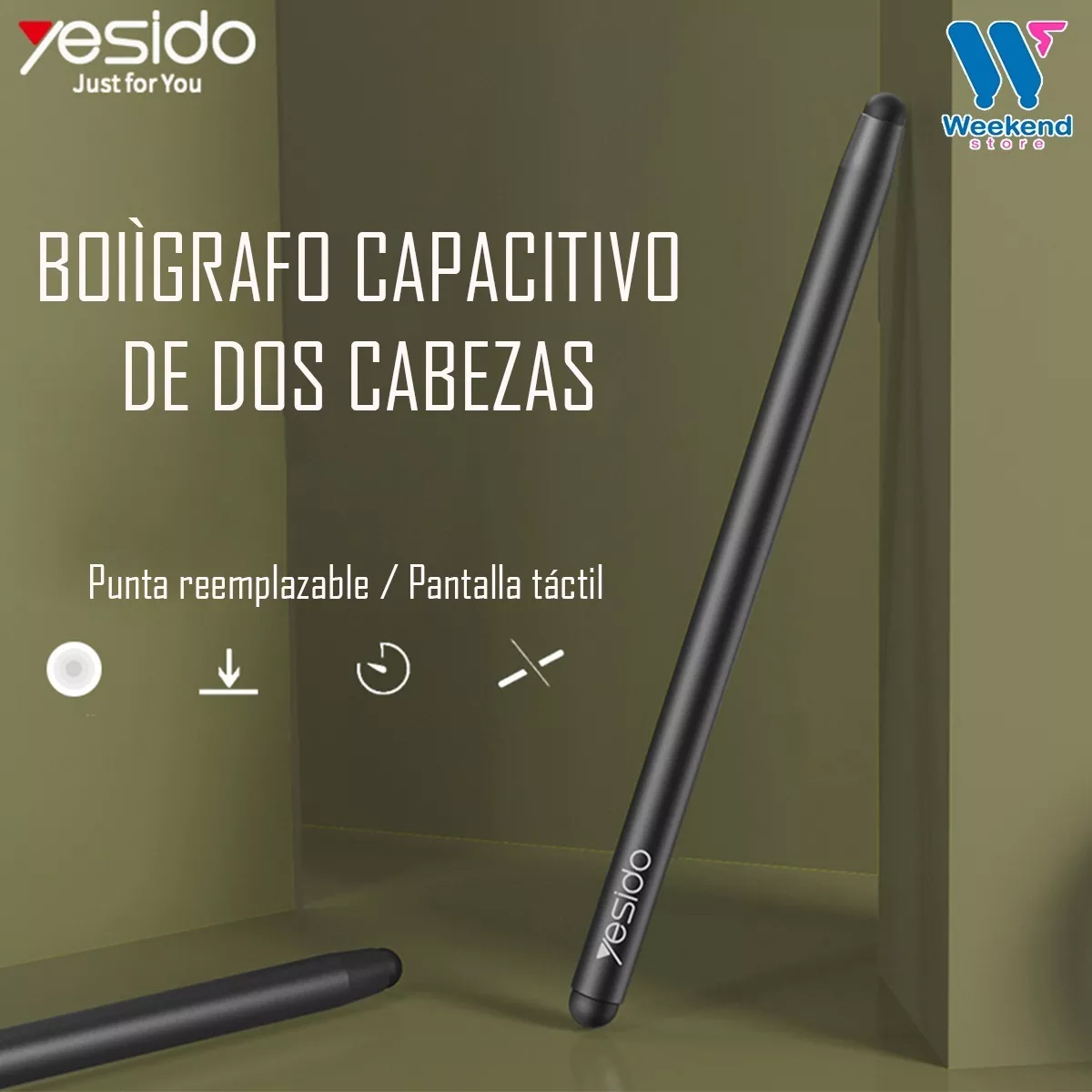 LÁPIZ TÁCTIL ÓPTICO CAPACITIVO DOBLE PUNTA YESIDO ST01 - 7