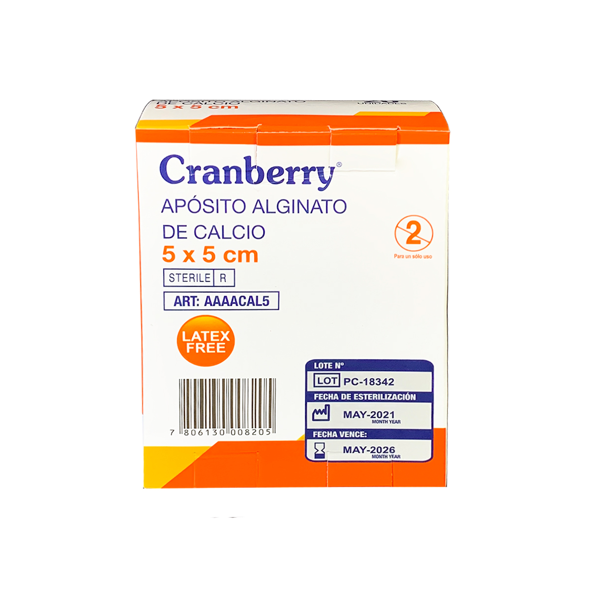 APÓSITO ALGINATO DE CALCIO 5X5 CRANBERRY - PACK DE 5 UNID - 2