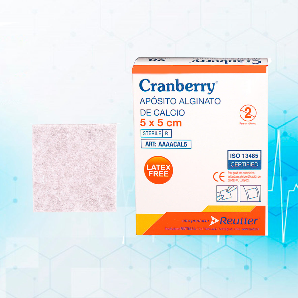 APÓSITO ALGINATO DE CALCIO 5X5 CRANBERRY - PACK DE 5 UNID - 5