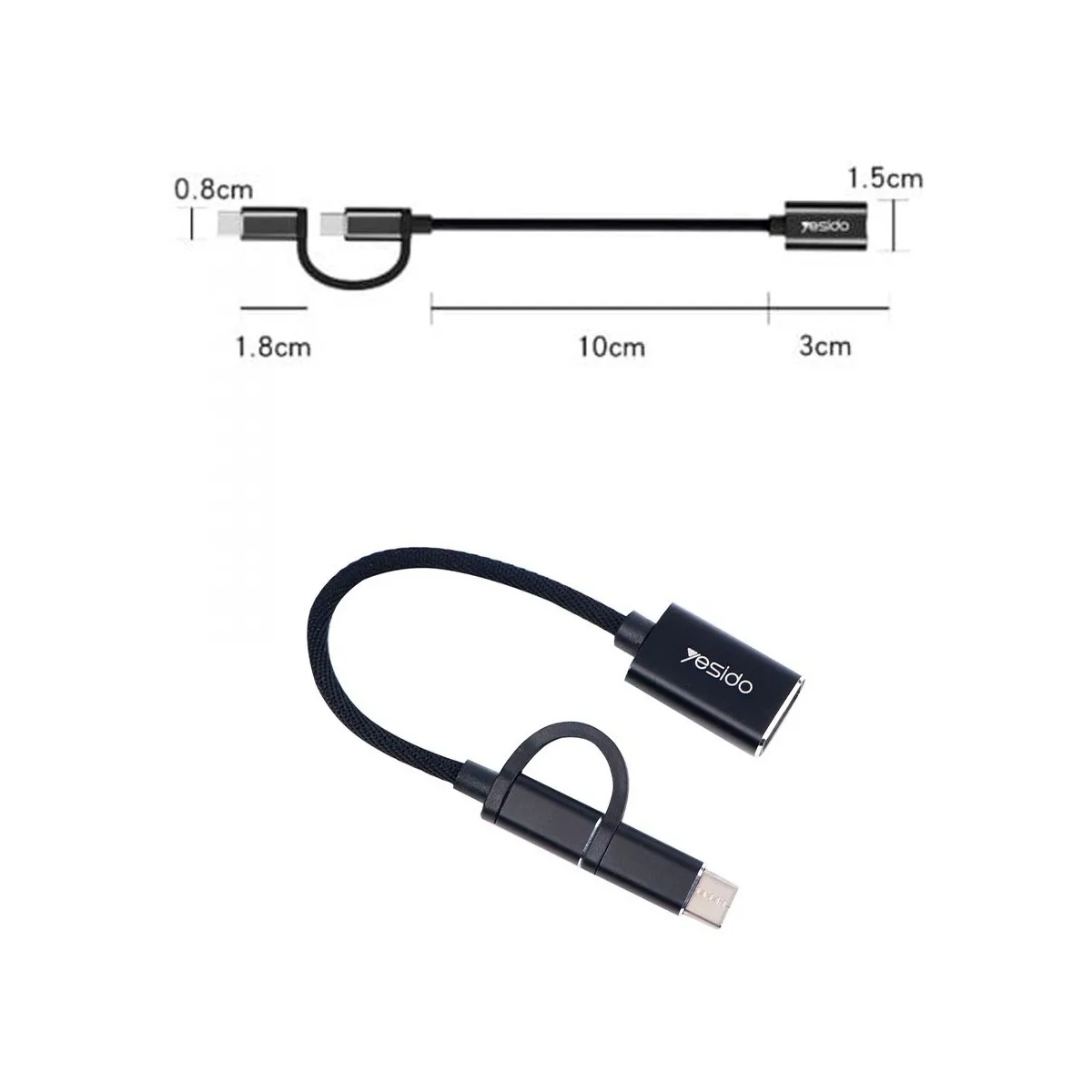 ADAPTADOR 2 EN 1 OTG USB 3.0 RAPIDO TRANSMISIÓN YESIDO GS02 - 2