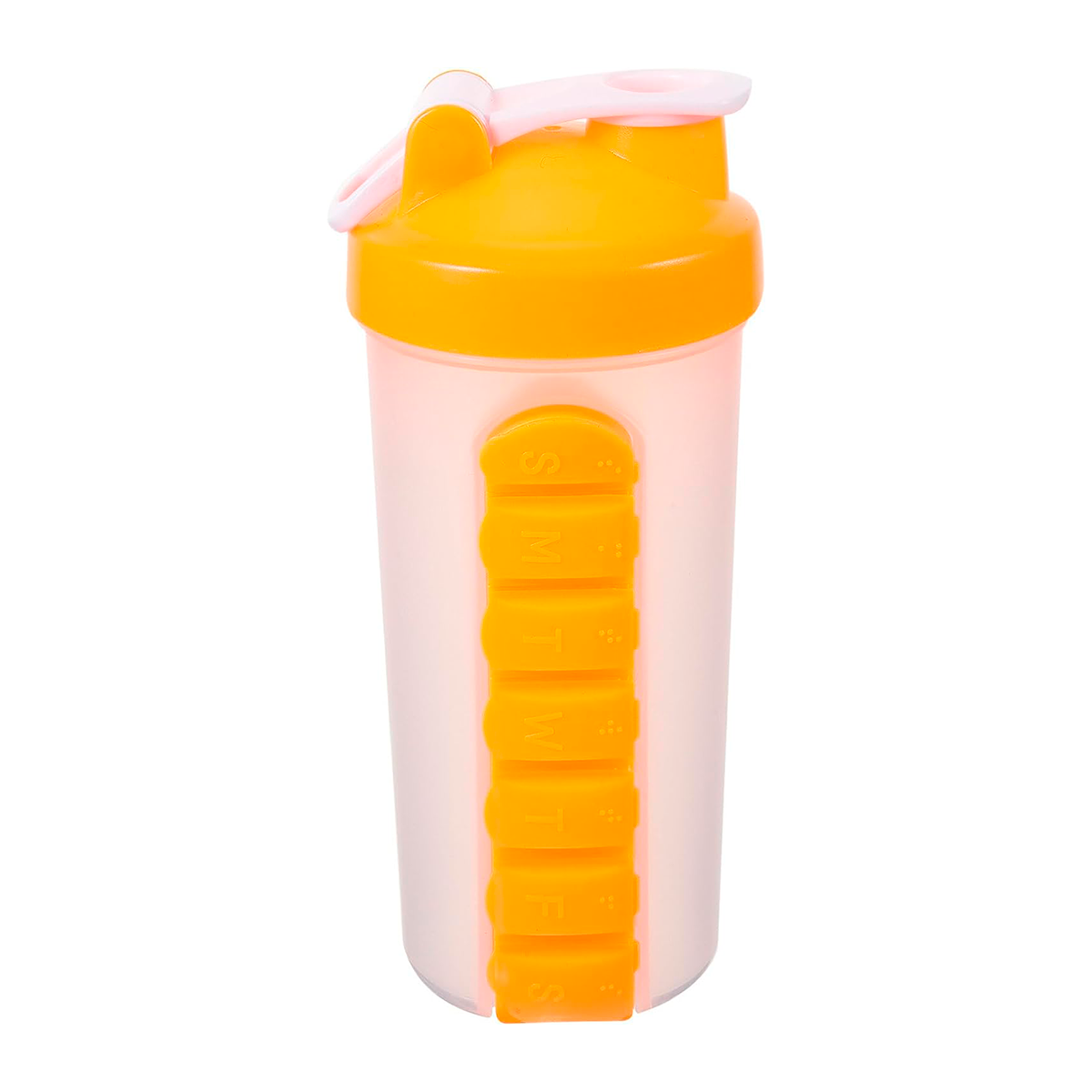BOTELLA DE AGUA 600ML + PASTILLERO ORGANIZADOR DE PASTILLA AMARILLO - 1