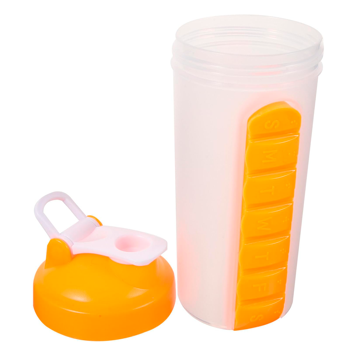 BOTELLA DE AGUA 600ML + PASTILLERO ORGANIZADOR DE PASTILLA AMARILLO - 2