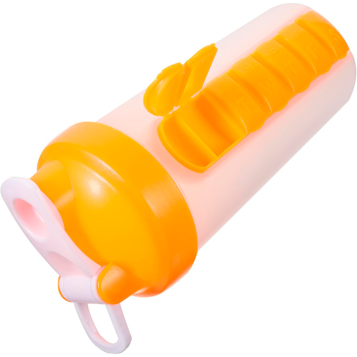 BOTELLA DE AGUA 600ML + PASTILLERO ORGANIZADOR DE PASTILLA AMARILLO - 4